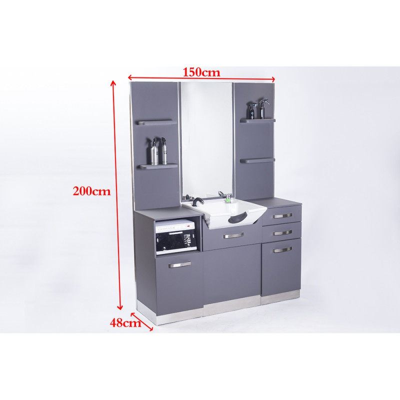 Tocador de barberia con lavacabezas The Grey