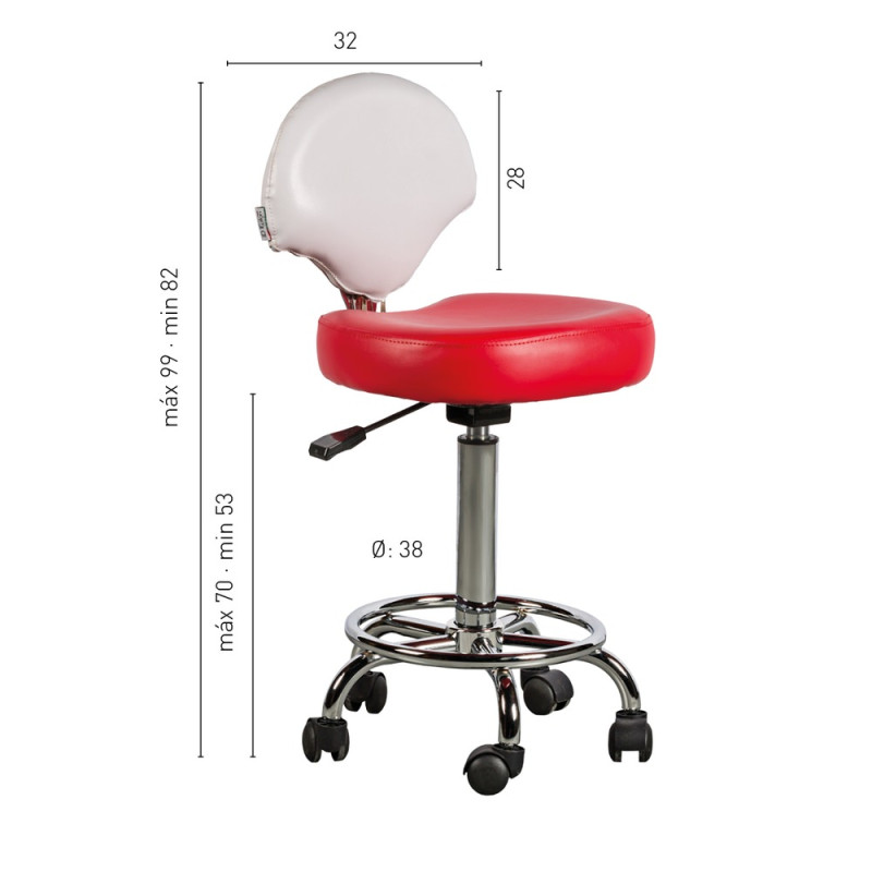 Taburete de Estetica Con Respaldo Ferrara